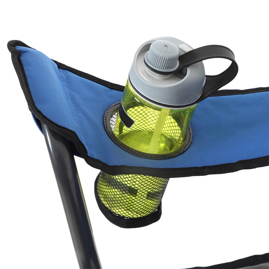 SONGMICS GCB06BU campingstol, m. arml�n, kopholder, foldbar - bl� stof og gr� st�l