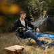 SONGMICS GCB08BK campingstol, m. arml�n, kopholder, foldbar - sort stof og st�l (s�t med 2)