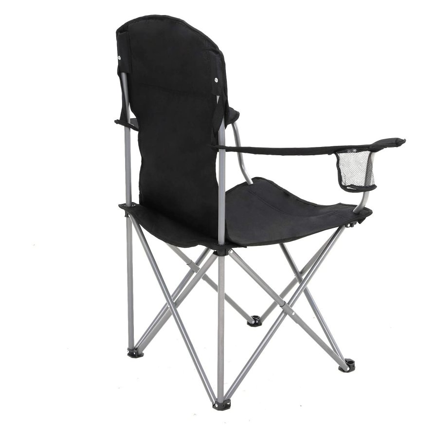 SONGMICS GCB08BK campingstol, m. arml�n, kopholder, foldbar - sort stof og st�l (s�t med 2)