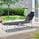SONGMICS GCB192B01 solseng, m. nakkest�tte, justerbar rygl�n, solsk�rm, foldbar - sort stof og st�l (53x193)