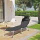 SONGMICS GCB192B01 solseng, m. nakkest�tte, justerbar rygl�n, solsk�rm, foldbar - sort stof og st�l (53x193)