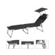 SONGMICS GCB192B01 solseng, m. nakkest�tte, justerbar rygl�n, solsk�rm, foldbar - sort stof og st�l (53x193)
