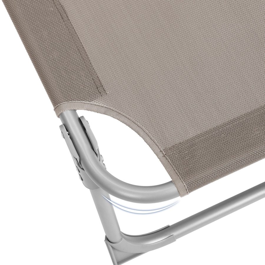 SONGMICS liggestol, solseng, hvilestol, med nakkest�tte, justerbar rygl�n, solsk�rm, let, foldbar, 53 x 193 x 29,5 cm, lasteevne 150 kg, til haven, taupe GCB192K01