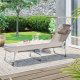 SONGMICS liggestol, solseng, hvilestol, med nakkest�tte, justerbar rygl�n, solsk�rm, let, foldbar, 53 x 193 x 29,5 cm, lasteevne 150 kg, til haven, taupe GCB192K01