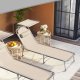 SONGMICS liggestol, solseng, hvilestol, med nakkest�tte, justerbar rygl�n, solsk�rm, let, foldbar, 53 x 193 x 29,5 cm, lasteevne 150 kg, til haven, taupe GCB192K01