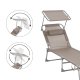 SONGMICS liggestol, solseng, hvilestol, med nakkest�tte, justerbar rygl�n, solsk�rm, let, foldbar, 53 x 193 x 29,5 cm, lasteevne 150 kg, til haven, taupe GCB192K01