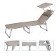 SONGMICS liggestol, solseng, hvilestol, med nakkest�tte, justerbar rygl�n, solsk�rm, let, foldbar, 53 x 193 x 29,5 cm, lasteevne 150 kg, til haven, taupe GCB192K01