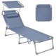 SONGMICS liggestol, foldbar liggestol, solseng, 193 x 53 x 29 cm, maks. belastning 150 kg, med solsk�rm, nakkest�tte, justerbar rygl�n, l�nestol til terrasse, pool, have, bl� GCB192Q01