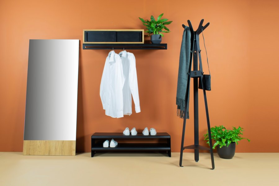 SPINDER DESIGN Onpa skostativ, m. 2 hyller - svart stl (B:101,5)