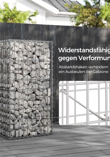 SONGMICS Gabionkurv, Metal Gabionbur med 5 x 10 cm net til sten, Galvaniseret, Havedekorationsv�gskillev�g, 100 x 50 x 30 cm, S�lv GGB153