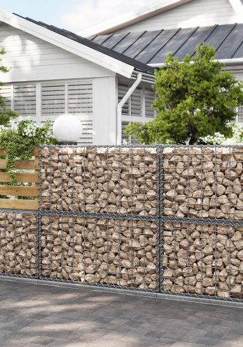 SONGMICS Gabionkurv, Metal Gabionbur med 5 x 10 cm net til sten, Galvaniseret, Havedekorationsv�gskillev�g, 100 x 50 x 30 cm, S�lv GGB153