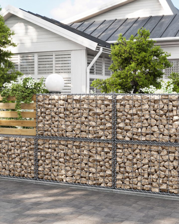 SONGMICS Gabionkurv, Metal Gabionbur med 5 x 10 cm net til sten, Galvaniseret, Havedekorationsv�gskillev�g, 100 x 50 x 30 cm, S�lv GGB153