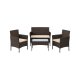 SONGMICS GGF004K05 Balkon Havem�bels�t PE Polyrattan Lounges�t Havem�bler Udend�rs til Terrasse Balkon Have Brun Taupe