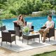 SONGMICS GGF004K05 Balkon Havem�bels�t PE Polyrattan Lounges�t Havem�bler Udend�rs til Terrasse Balkon Have Brun Taupe
