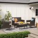 SONGMICS GGF004K05 Balkon Havem�bels�t PE Polyrattan Lounges�t Havem�bler Udend�rs til Terrasse Balkon Have Brun Taupe