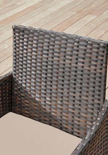 SONGMICS GGF004K05 Balkon Havem�bels�t PE Polyrattan Lounges�t Havem�bler Udend�rs til Terrasse Balkon Have Brun Taupe