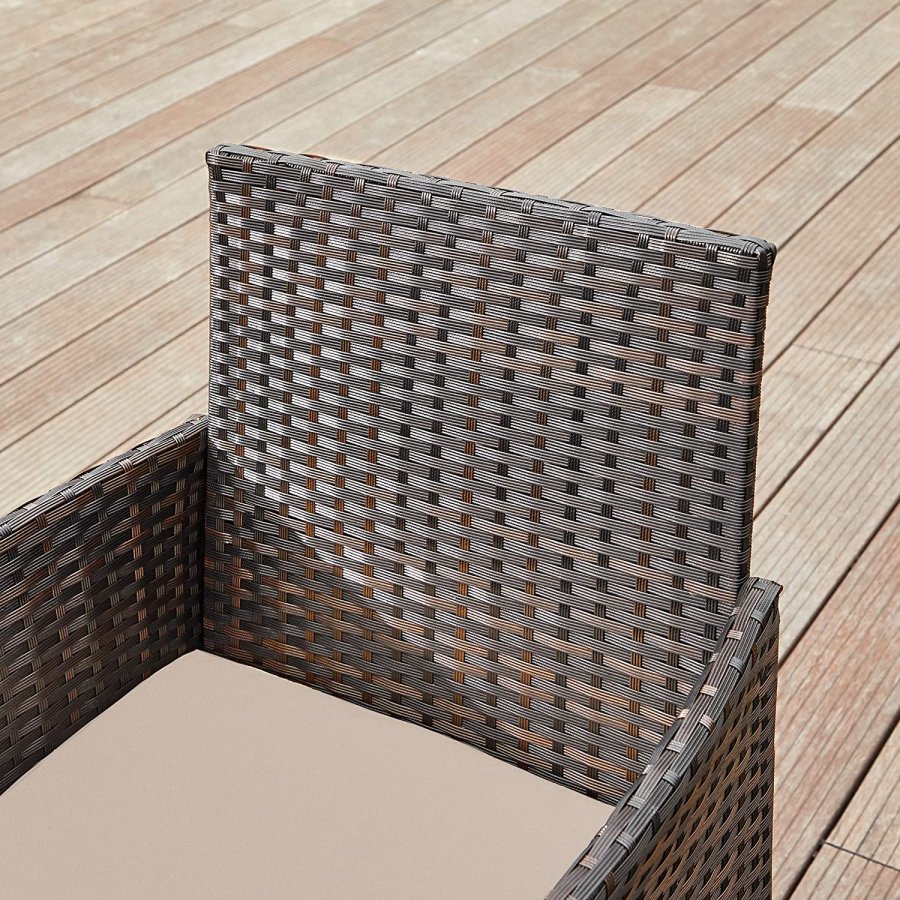SONGMICS GGF004K05 Balkon Havem�bels�t PE Polyrattan Lounges�t Havem�bler Udend�rs til Terrasse Balkon Have Brun Taupe