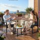 SONGMICS GGF010B01 udend�rs lounges�t, m. 1 sidebord, 2 stole, hynder - glas, sort polyrattan og st�l (s�t med 3)