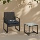 SONGMICS GGF010B01 udend�rs lounges�t, m. 1 sidebord, 2 stole, hynder - glas, sort polyrattan og st�l (s�t med 3)