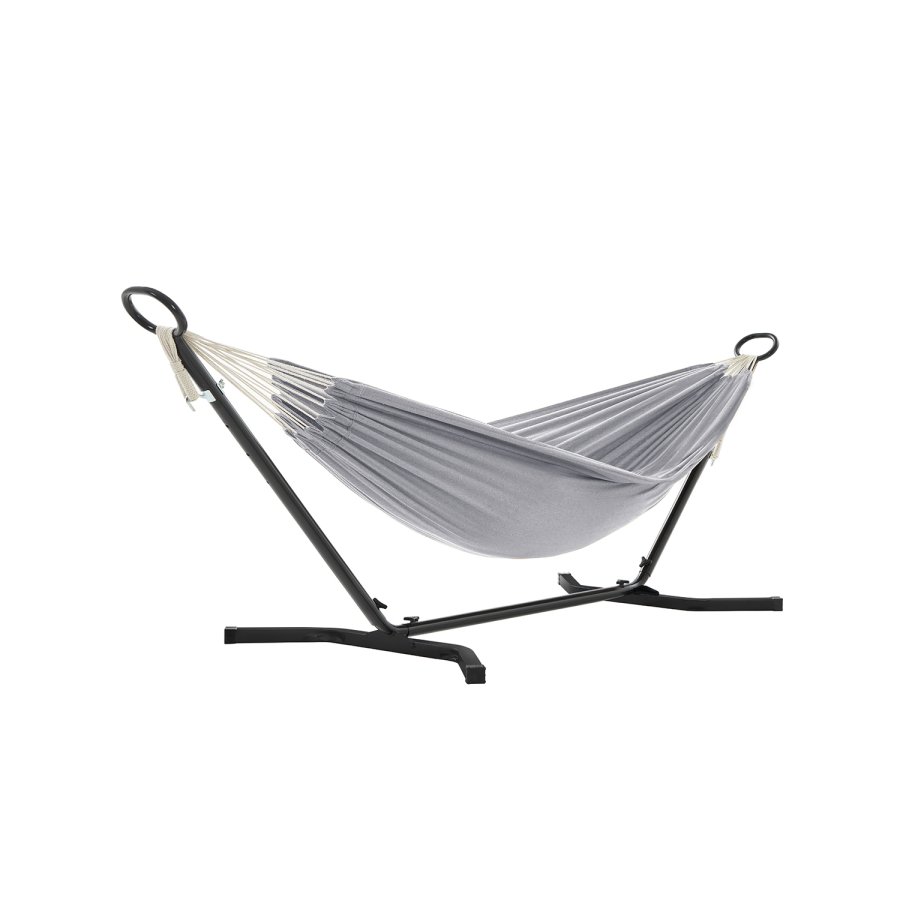 SONGMICS H�ngek�je med Stativ, 210 x 150 cm H�ngek�je, 5 Justerbare H�jder, B�rbar H�ngek�je med Metalramme, Belastningskapacitet 240 kg, Terrasse, Have, Veranda, Sort Stativ og Gr� H�ngek�je GHS001G01