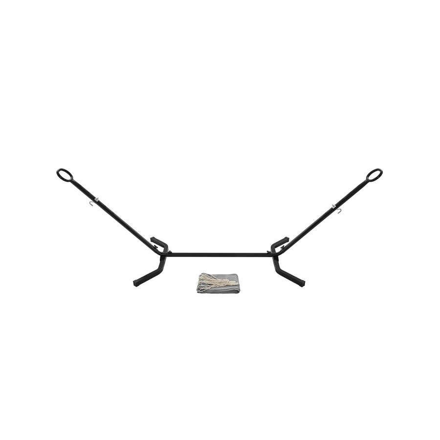 SONGMICS H�ngek�je med Stativ, 210 x 150 cm H�ngek�je, 5 Justerbare H�jder, B�rbar H�ngek�je med Metalramme, Belastningskapacitet 240 kg, Terrasse, Have, Veranda, Sort Stativ og Gr� H�ngek�je GHS001G01