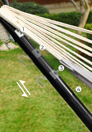SONGMICS H�ngek�je med Stativ, 210 x 150 cm H�ngek�je, 5 Justerbare H�jder, B�rbar H�ngek�je med Metalramme, Belastningskapacitet 240 kg, Terrasse, Have, Veranda, Sort Stativ og Gr� H�ngek�je GHS001G01