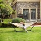 SONGMICS H�ngek�je med Stativ, 210 x 150 cm H�ngek�je, 5 Justerbare H�jder, B�rbar H�ngek�je med Metalramme, Belastningskapacitet 240 kg, Terrasse, Have, Veranda, Sort Stativ og Beige H�ngek�je GHS001M01