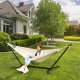 SONGMICS H�ngek�je med Stativ, 210 x 150 cm H�ngek�je, 5 Justerbare H�jder, B�rbar H�ngek�je med Metalramme, Belastningskapacitet 240 kg, Terrasse, Have, Veranda, Sort Stativ og Beige H�ngek�je GHS001M01