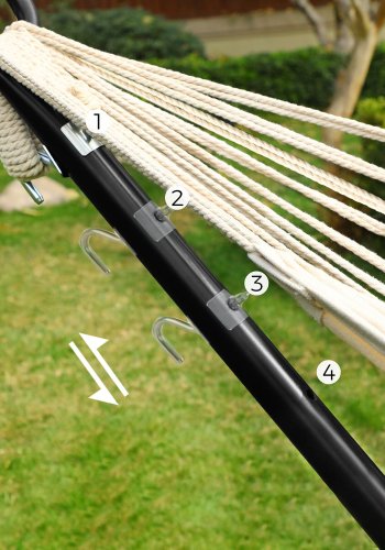 SONGMICS H�ngek�je med Stativ, 210 x 150 cm H�ngek�je, 5 Justerbare H�jder, B�rbar H�ngek�je med Metalramme, Belastningskapacitet 240 kg, Terrasse, Have, Veranda, Sort Stativ og Beige H�ngek�je GHS001M01