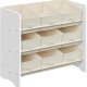 SONGMICS Leget�jsorganisator, B�rneleget�jshylde med 9 kasser af ikke-v�vet stof, til b�rnev�relse og legerum, Rummelig, 29,5 x 62,5 x 60 cm, Cloud White GKR033W10