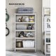 SONGMICS 5-etagers reol, st�lreol til opbevaring, boltl�s montering, til garage, skur, lasteevne 650 kg, 30 x 75 x 150 cm, s�lv GLR030E01