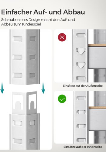 SONGMICS 5-etagers reol, st�lreol til opbevaring, boltl�s montering, til garage, skur, lasteevne 650 kg, 30 x 75 x 150 cm, s�lv GLR030E01