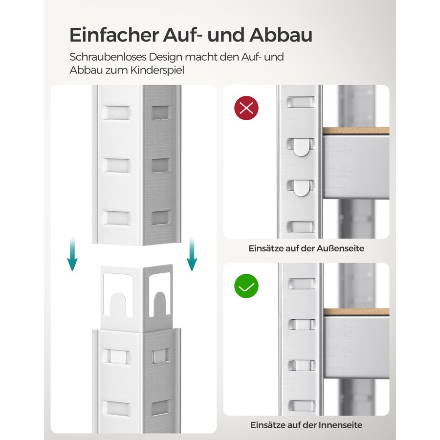 SONGMICS 5-etagers reol, st�lreol til opbevaring, boltl�s montering, til garage, skur, lasteevne 650 kg, 30 x 75 x 150 cm, s�lv GLR030E01