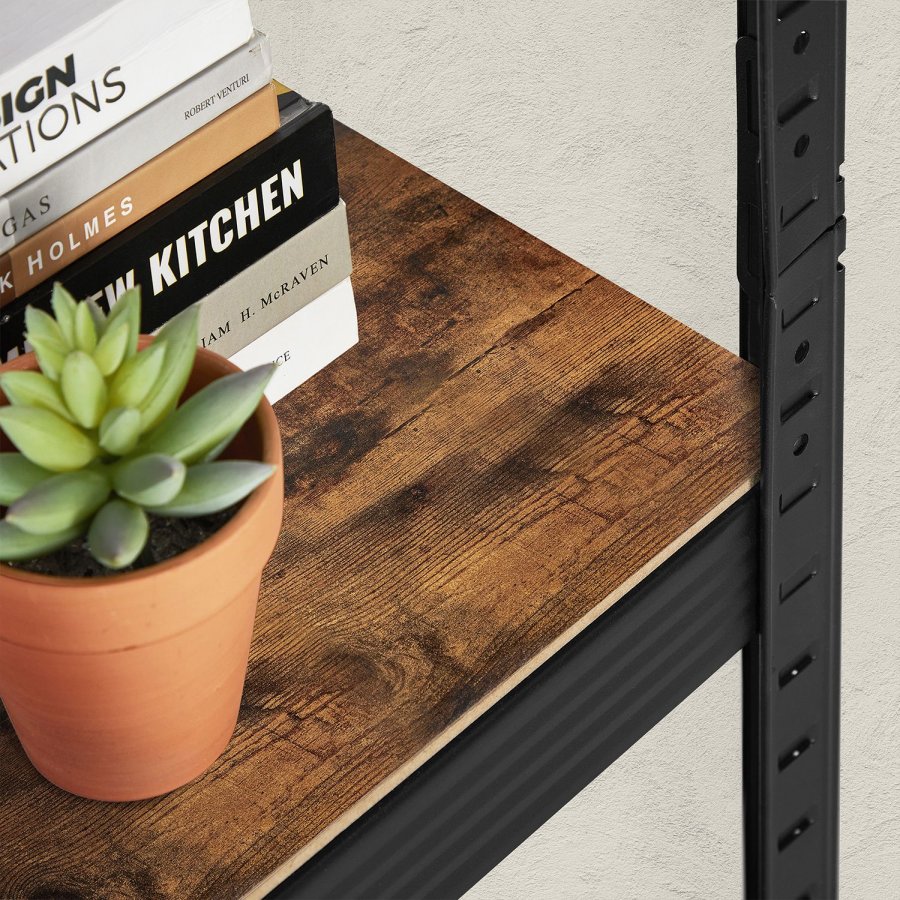 SONGMICS reol, 37 x 37 x 150 cm, 400 kg lasteevne (80 kg pr. hylde), industriel, justerbare opbevaringshylder, til stue, k�kken, garage, rustik brun og sort GLR037B01