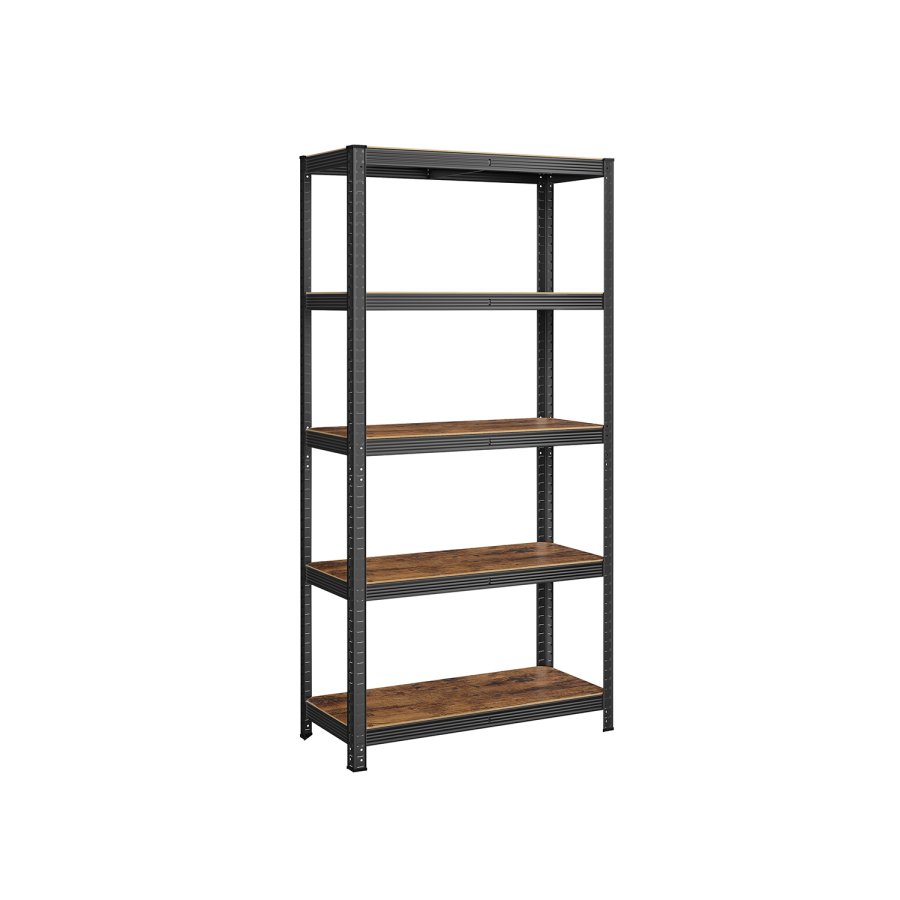 SONGMICS reol, 40 x 90 x 180 cm, 875 kg lasteevne (175 kg pr. hylde), industriel, justerbare opbevaringshylder, til stue, k�kken, garage, rustik brun og sort GLR040B11