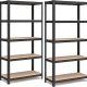 SONGMICS 5-etagers kraftige reoler, s�t med 2 st�lreoler til opbevaring, boltl�s montering, til garage, skur, lasteevne 740 kg pr. stk., 41 x 89 x 190 cm, sort GLR042B01
