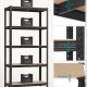 SONGMICS 5-etagers kraftige reoler, s�t med 2 st�lreoler til opbevaring, boltl�s montering, til garage, skur, lasteevne 740 kg pr. stk., 41 x 89 x 190 cm, sort GLR042B01