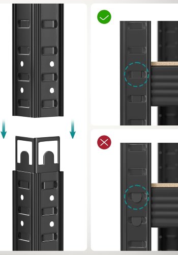 SONGMICS 5-etagers kraftige reoler, s�t med 2 st�lreoler til opbevaring, boltl�s montering, til garage, skur, lasteevne 740 kg pr. stk., 41 x 89 x 190 cm, sort GLR042B01