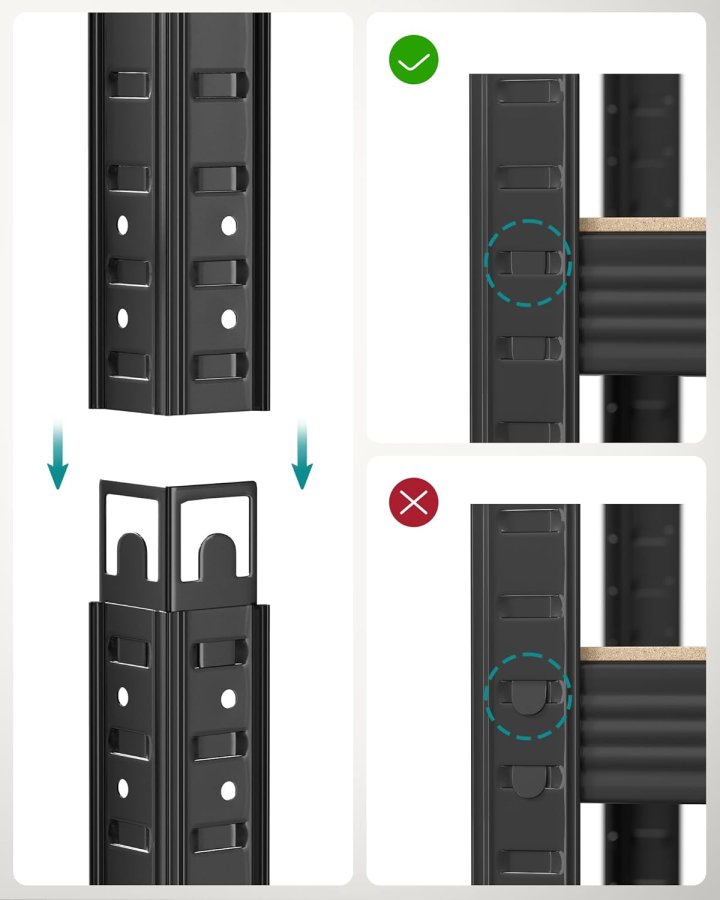 SONGMICS 5-etagers kraftige reoler, s�t med 2 st�lreoler til opbevaring, boltl�s montering, til garage, skur, lasteevne 740 kg pr. stk., 41 x 89 x 190 cm, sort GLR042B01