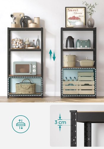 SONGMICS reol, 40 x 80 x 160 cm, 520 kg lasteevne (130 kg pr. hylde), industriel, justerbare opbevaringshylder, til stue, k�kken, garage, rustik brun og sort GLR044B11