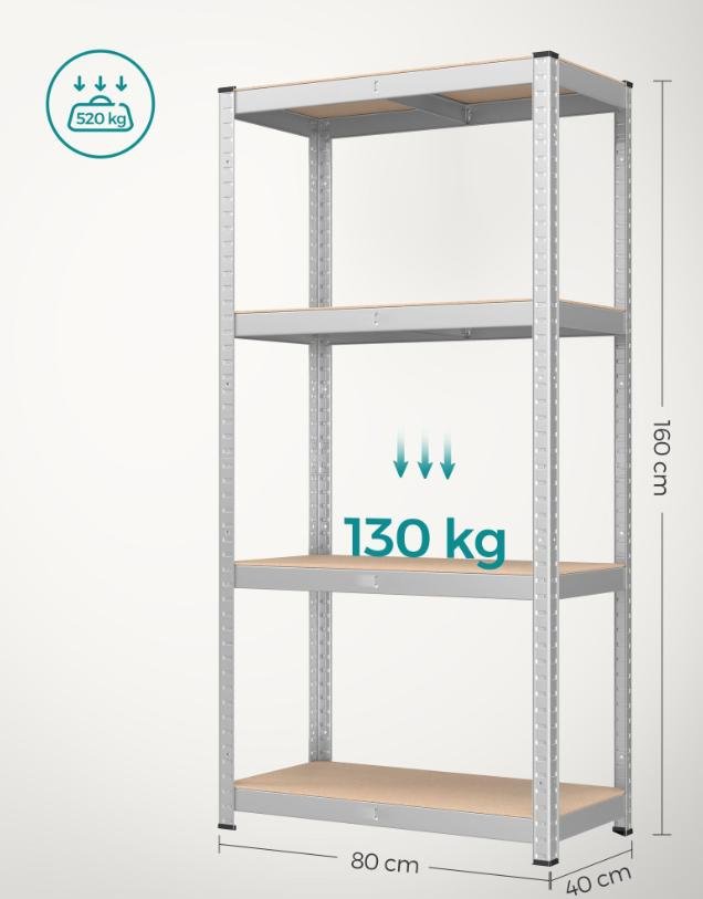 S�t med 2 st�lhylder og MDF-plader med mulighed for opdeling, h�jdejustering hver 3 cm, forst�rkninger og beskyttende benbetr�k