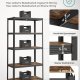 SONGMICS reol, 50 x 100 x 200 cm, 875 kg lasteevne (175 kg pr. hylde), industriel, justerbare opbevaringshylder, til stue, k�kken, garage, rustik brun og sort GLR050B11