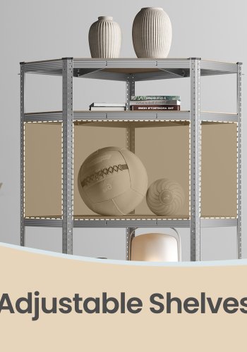 SONGMICS GLR080E01 Hj�rnereol 5 niveauer, kraftig hylde, metal, opbevaringshylde til garage, opbevaringsrum, k�lderhylde, s�t med 1 (180 x 70 x 40 x 43 cm, maksimal belastning 875 kg, s�lv/naturbeige)
