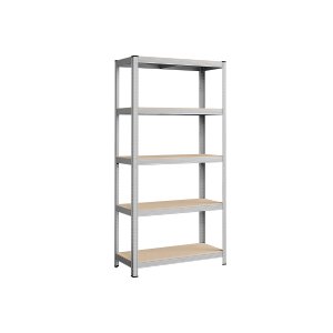 SONGMICS 5-etagers reol, st�lreol til opbevaring, v�rkt�jsfri montering, til garage, skur, lasteevne 875 kg, 40 x 90 x 180 cm, s�lv GLR40SV