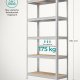 SONGMICS 5-etagers reol, st�lreol til opbevaring, v�rkt�jsfri montering, til garage, skur, lasteevne 875 kg, 40 x 90 x 180 cm, s�lv GLR40SV