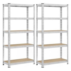 SONGMICS Robuste Opbevaringsreoler, S�t med 2, Garagereol, 40 x 90 x 180 cm, Underst�tter op til 875 kg, Nem Montering, Opbevaringsreol, Justerbare Hylder, S�lv GLR455E01