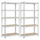 SONGMICS Robuste Opbevaringsreoler, S�t med 2, Garagereol, 40 x 90 x 180 cm, Underst�tter op til 875 kg, Nem Montering, Opbevaringsreol, Justerbare Hylder, S�lv GLR455E01