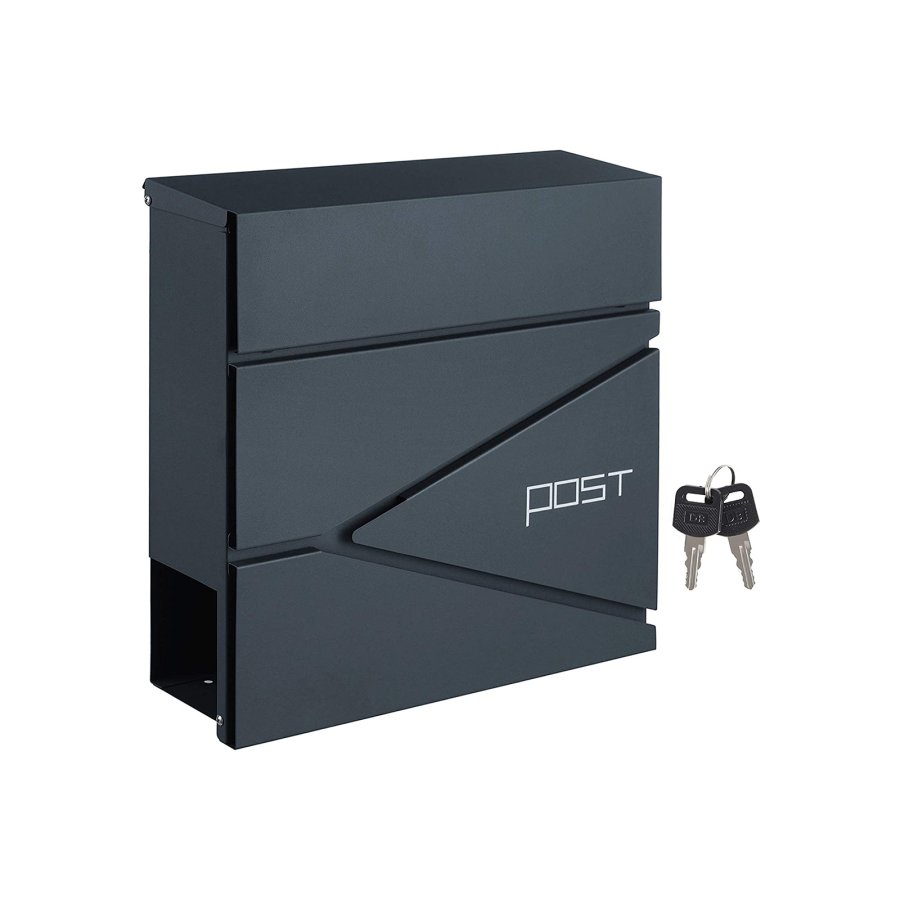 SONGMICS GMB051G02 v�gmonteret postkasse, l�sbar - antracitgr� st�l GMB051G02