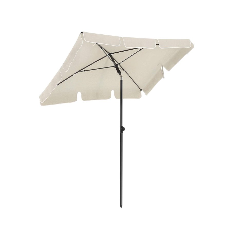 SONGMICS GPU025M01 parasoll, rektangul�r, med UPF 50+ beskyttelse, vippbar solskjerm, b�reveske, uten fot - beige PA og st�l (2x1,25m)