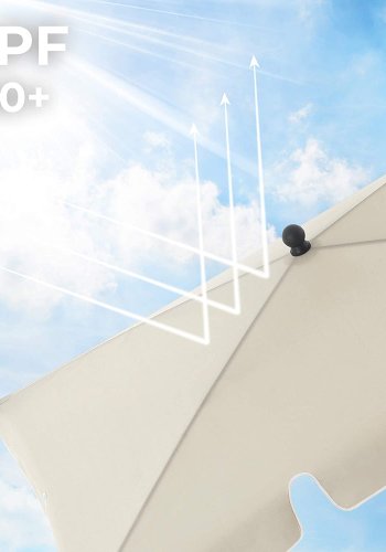 SONGMICS GPU025M01 parasoll, rektangul�r, med UPF 50+ beskyttelse, vippbar solskjerm, b�reveske, uten fot - beige PA og st�l (2x1,25m)